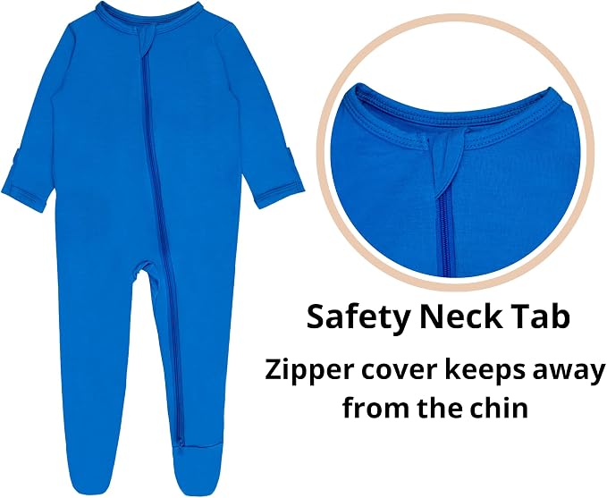 Baby Boy Footed Pajamas with Mittens, Rayon Made from Bamboo Sleepers, 2 Way - Image 2