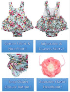 Baby Girl's Floral Print Ruffles Romper Summer Clothes - Image 4