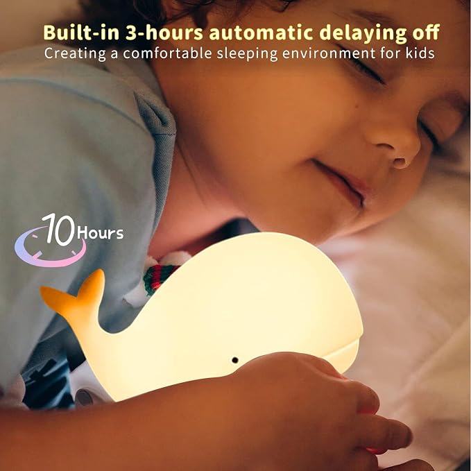 LOVERUIS Whale Night Light Silicone 7 Colors Dimmable 3 Hours Timer Whales Baby - Image 3