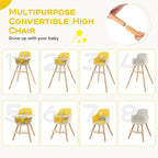 BABY JOY Convertible Baby High Chair, 3 in 1 Wooden Highchair/Booster/Chair - Image 2