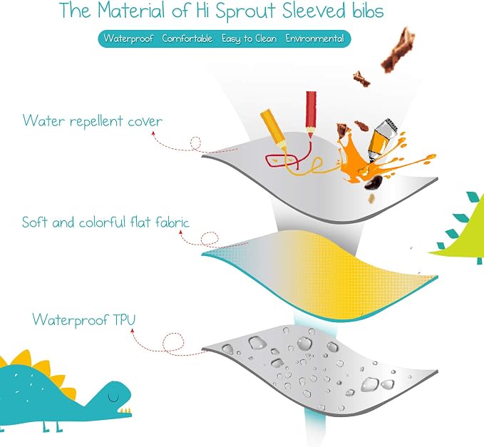 Infant Toddler Baby Waterproof Sleeved Bib, Bib - Image 6