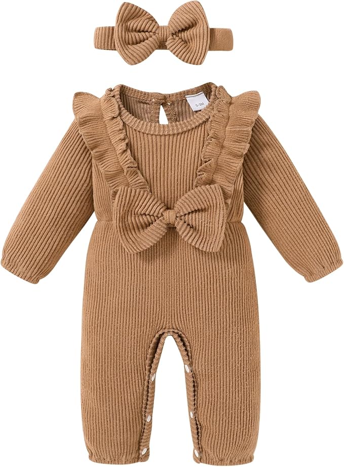 Happy Town Baby Girl Romper Infant Fall Winter Clothes Ruffle Sweater Long by HappyTown