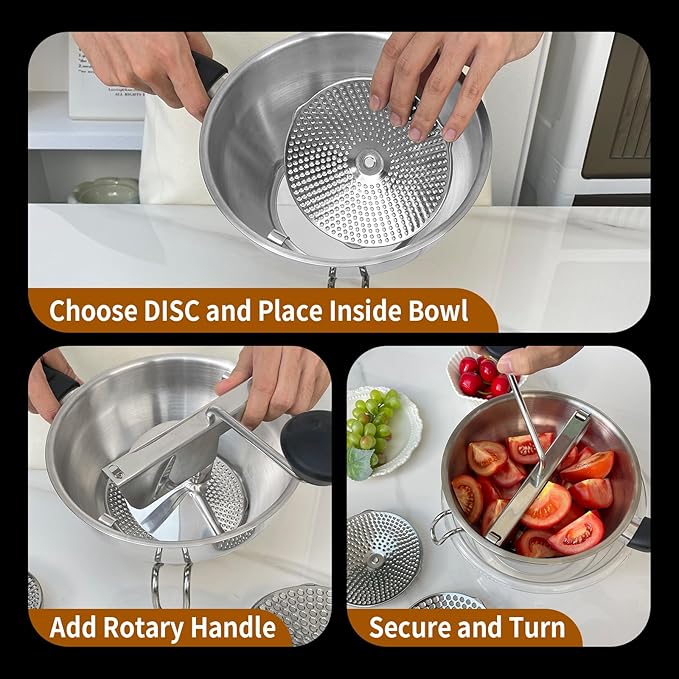 Stainless Steel Ergonomic Food Mill - Image 3