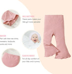 SOBOWO Baby Girl Flare Pants 3 Pack Toddler Solid Ribbed Ruffle Bell Bottoms - Image 4