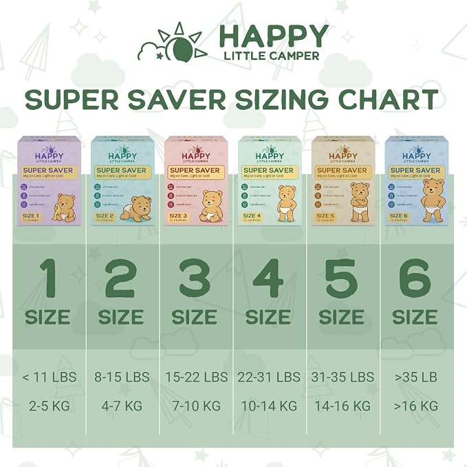Happy Little Camper Ultra-Absorbent Super Saver Baby Diapers Size 2 - Image 8
