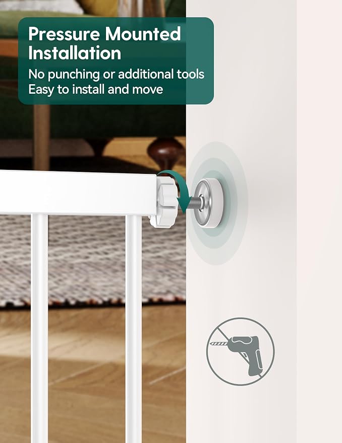 Babelio Baby Gate with Adjustable Cat Door, 29-43" Auto Close Durable Pet door - Image 7