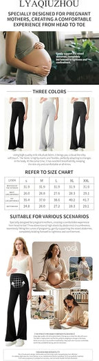 High Waist Yoga Pants, Maternity Bootcut Leggings, Cotton Blend Spandex - Image 3