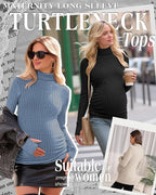 3 Pack Maternity T-Shirts Pregnancy Tops Women Sweater Long Sleeve Turtleneck - Image 2