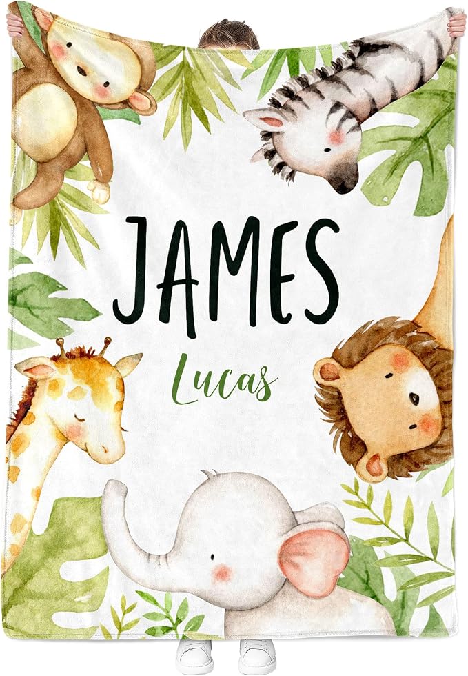 Safari Personalized Baby Blankets - Image 3