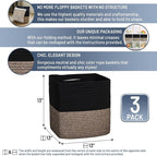 NaturalCozy 13 Inch Cube Storage Bins Cotton Rope Woven Baskets - Image 2