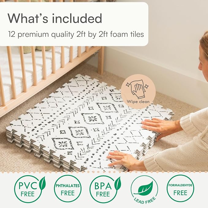 Lillefolk Baby Play Mat for Floor – 6x8ft Boho | Soft Non Toxic Premium EVA - Image 4