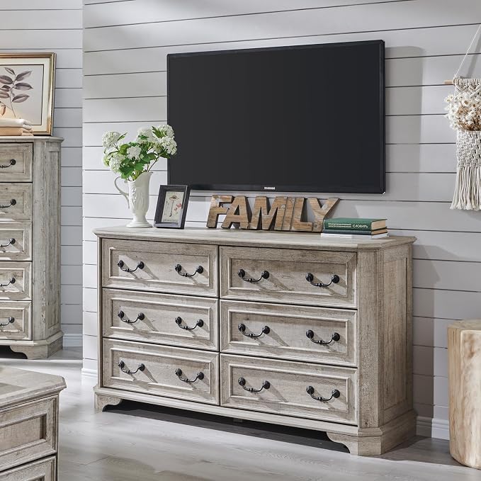 T4TREAM Farmhouse 6 Drawers Dresser by T4TREAMFurniture