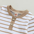 Newborn Baby Boy Girl Clothes Ribbed Knitted Long Sleeve Romper Pants Solid - Image 3