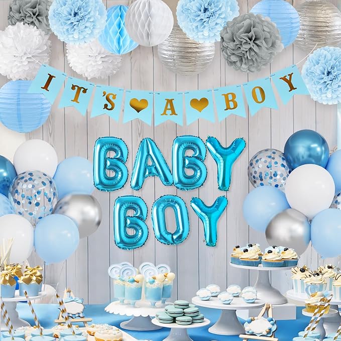 Ouddy Party Blue Baby Shower Decorations - Image 6