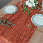 FEXIA 6 Pack Terracotta Table Runner 35x120 Inches Rust Cheesecloth Table - Image 6