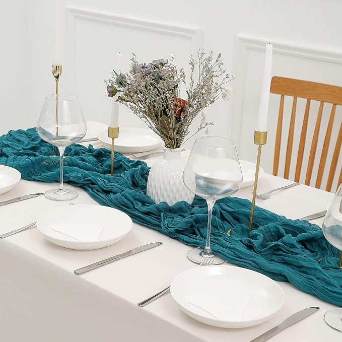 DOLOPL 8PCS Teal Cheesecloth Table Runner Bulk 13.3ft Boho Gauze Cheese Cloth - Image 5