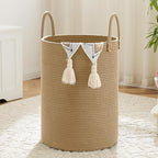 Laundry Basket, Woven Cotton Rope Laundry Hamper, 100L by Artfeel