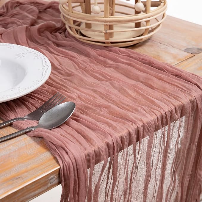 DOLOPL 8PCS Dusty Rose Cheesecloth Table Runner Bulk 13.3ft Boho Gauze Cheese - Image 2