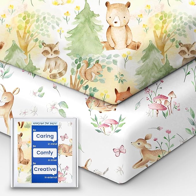 Crib Sheets Netural for Girls Boys, Premium Soft Crib Mattress Fitted Sheet by TotBasic%7CRedesigntheBasic