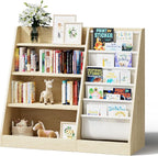 4 Tier Kids Wooden Bookshelf, Five Layer Sling Children Bookcase, Baby Storage by HedoAjim