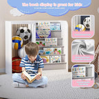 White Kids Bookshelf & Stuffed Animal Net Holder Plush Toy Storage Organizer - Image 6