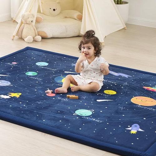 1.3" Thick Educational Baby Floor Play Mat 79x158, Basic Padded Memory Foam by PaPaMat