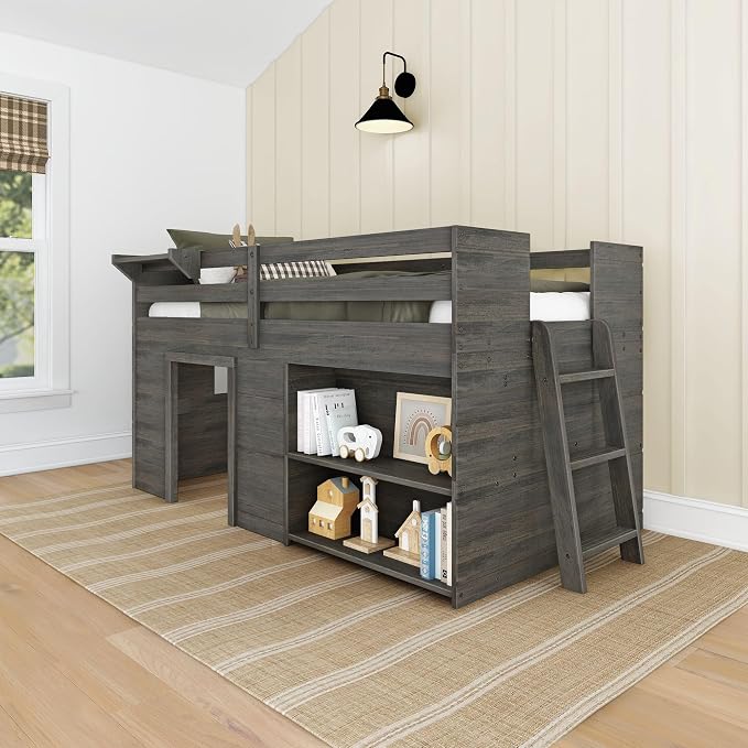 Max & Lily Modern Farmhouse Twin Low Loft Bed by MaxLily