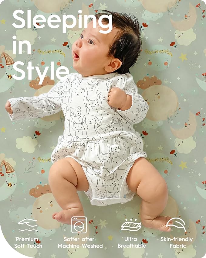 Space Crib Fitted Sheet, Super Stretchy Jersey Star Crib Sheets, Buttery Soft - Image 3