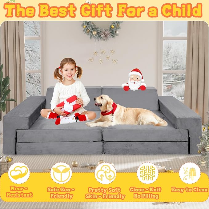 Kids Play Couch, Modular Couch for Toddler and Baby Playroom/Bedroom, - Image 4