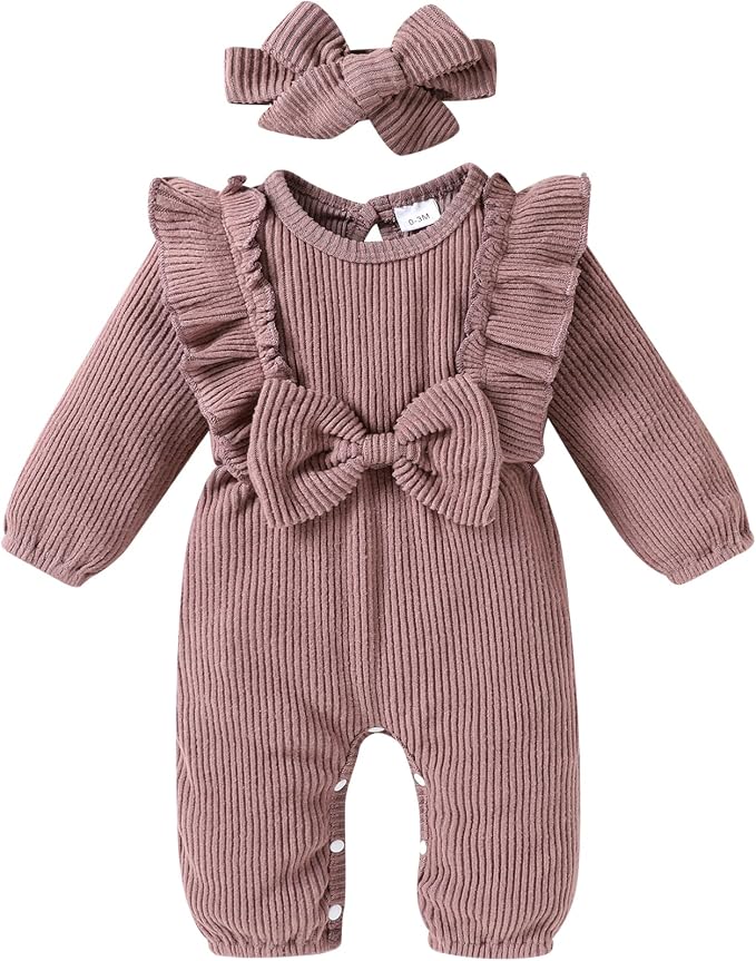 Happy Town Baby Girl Romper Infant Fall Winter Clothes Ruffle Sweater Long by HappyTown