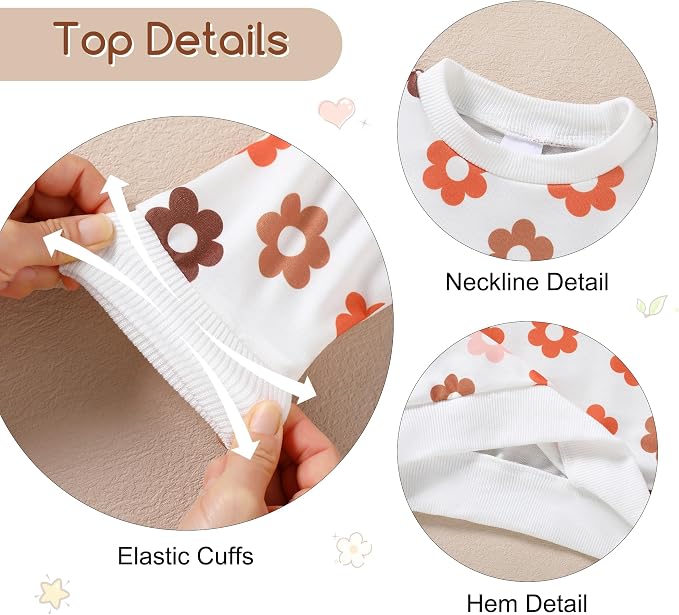 ZOEREA Toddler Baby Girl Clothes Long Sleeve Pullover Tops + Pants Set Floral - Image 3