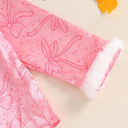 fyclemt Toddler Baby Girl Satin Pajama Set Feather Trim Long Sleeve Button - Image 6