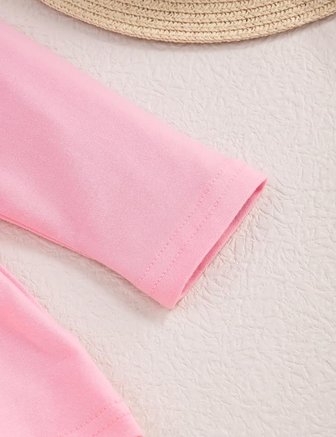 oklady Toddler Baby Girl Clothes Solid Color Ruffle Tops Floral Pants - Image 5