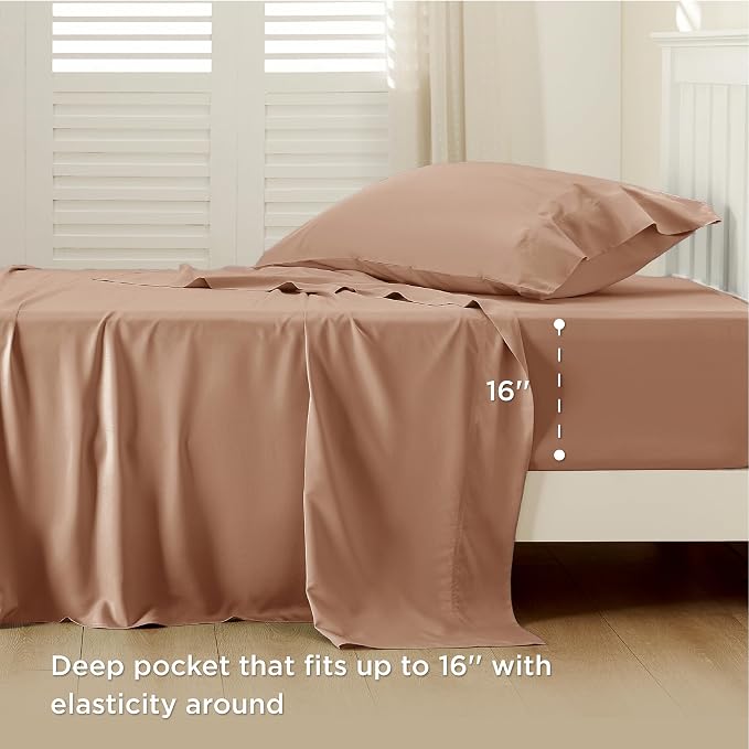 Bedsure Cooling Sheets Twin, Rayon Derived from Bamboo, Breathable & Soft Twin - Image 3