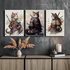 Japanese Cat Wall Art Poster Samurai Cat Canvas Wall Decor Japanese Anime - Image 3