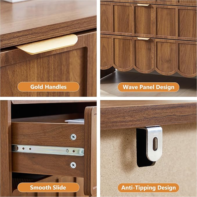 5 Drawer Dresser for Bedroom Set of 2, Modern Closet Chest of Drawers - Image 4