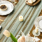 Artoid Mode Pearl Green Gauze Table Runner 120 Inch 10FT, Seasonal Sheer Dining - Image 5