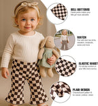 SOBOWO Checkered Baby Girl Flare Pants 3 Pack Toddler Bell Bottoms Plaid Ruffle - Image 2