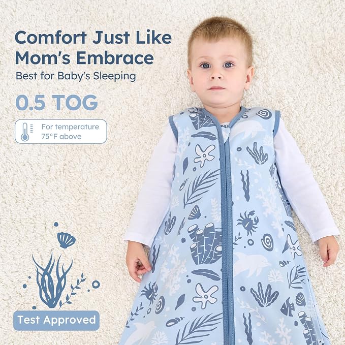 Baby Sleep Sack 0-6 Months 100% Cotton Lightweight 0.5 TOG Wearable Blanket - Image 5
