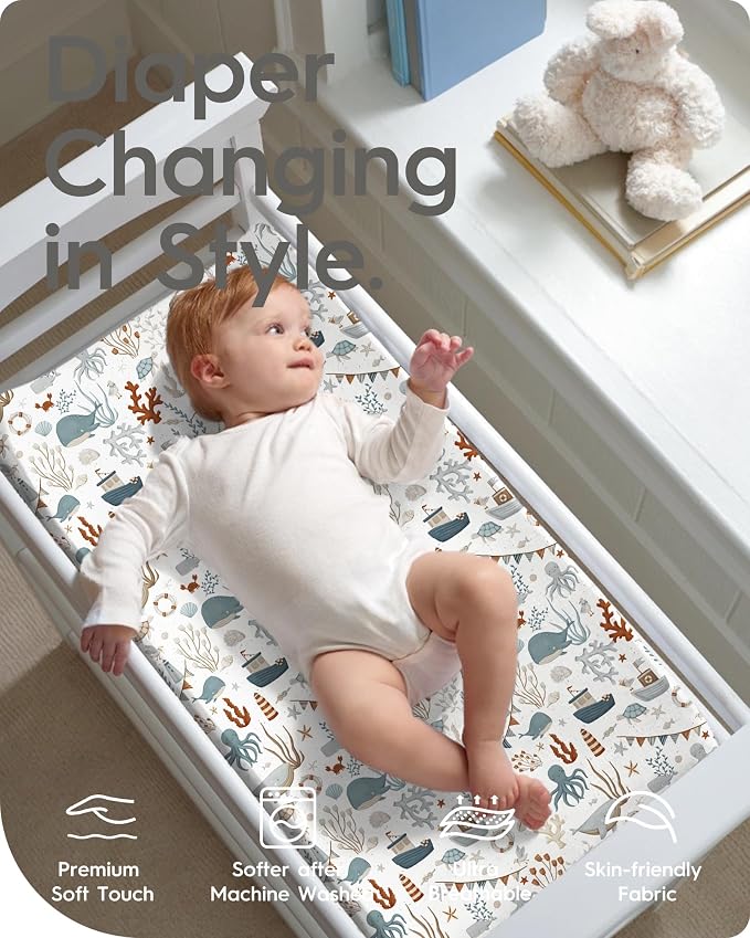 Extra Stretchy Changing Pad Cover, TotBasic Ultra Soft Premium Jersey Knit - Image 2