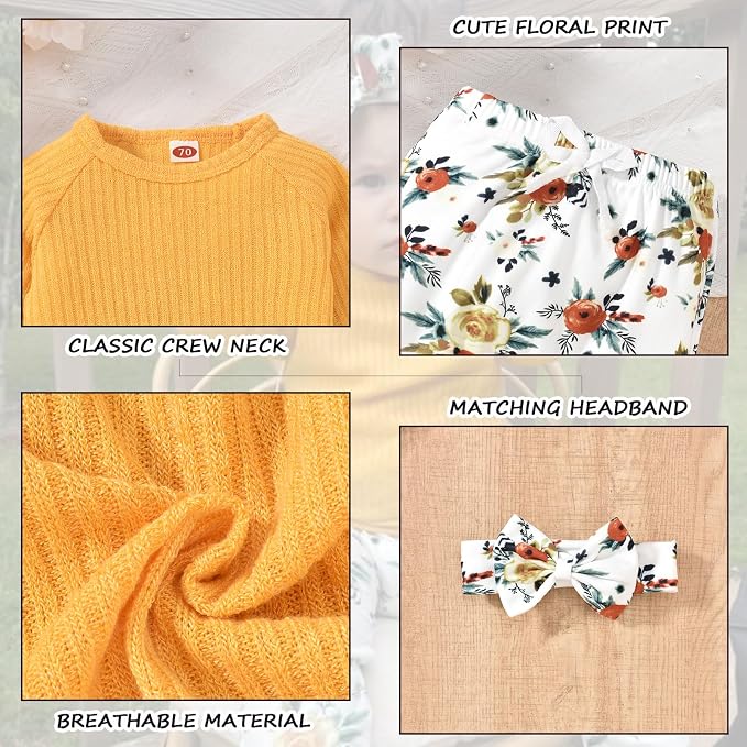 HINTINA Infant Baby Girl Knit Pullover Long Sleeve Sweater Outfits Fall Winter - Image 4