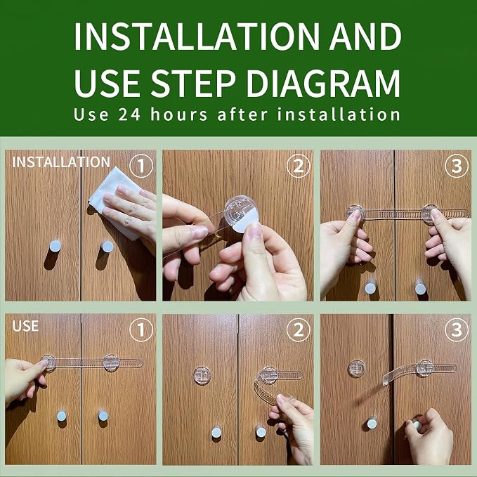 Baby Proof Cabinet Locks, Safe Quick and Easy Transparent Drawer Door Latches - Image 4