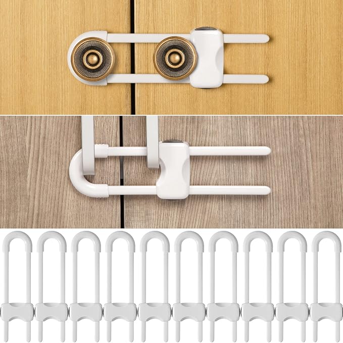 Jetec 10 Pieces Cabinet Locks for Babies, U-Shaped Proofing Drawers Safety by Jetec