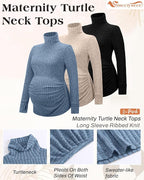 3 Pack Maternity T-Shirts Pregnancy Tops Women Sweater Long Sleeve Turtleneck - Image 3