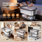 Bassinet Bedside Sleeper, 3-in-1 Baby Bedside Bassinet, 5 Height Adjustable - Image 4