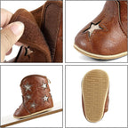 MK MATT KEELY Leather Western Boots Cowboy Bootie Soft Sole Non-Slip Crib Shoes - Image 4