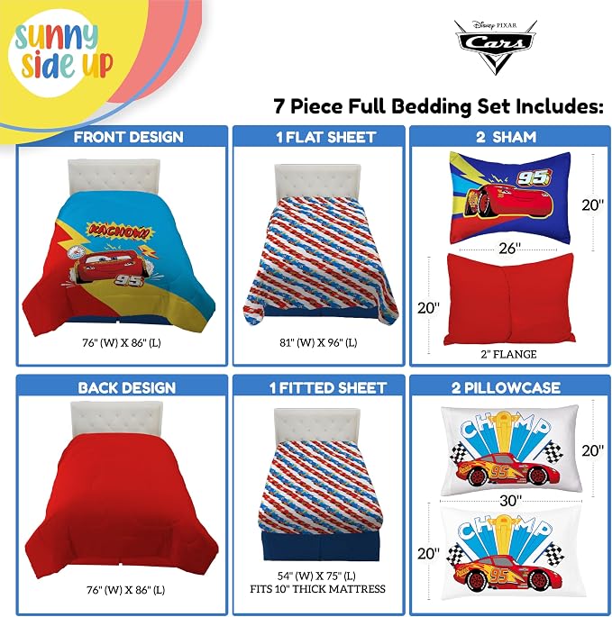 Disney Pixar Cars Lightning McQueen Full Comforter Set - Image 3