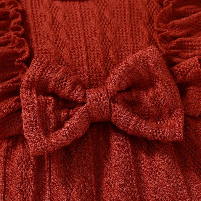 Happy Town Baby Girl Romper Infant Fall Winter Clothes Ruffle Sweater Long - Image 5