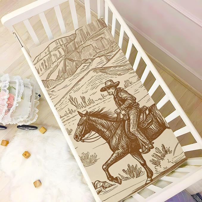 Western Desert Cowboy Crib Sheets, Crib Sheets - Image 6