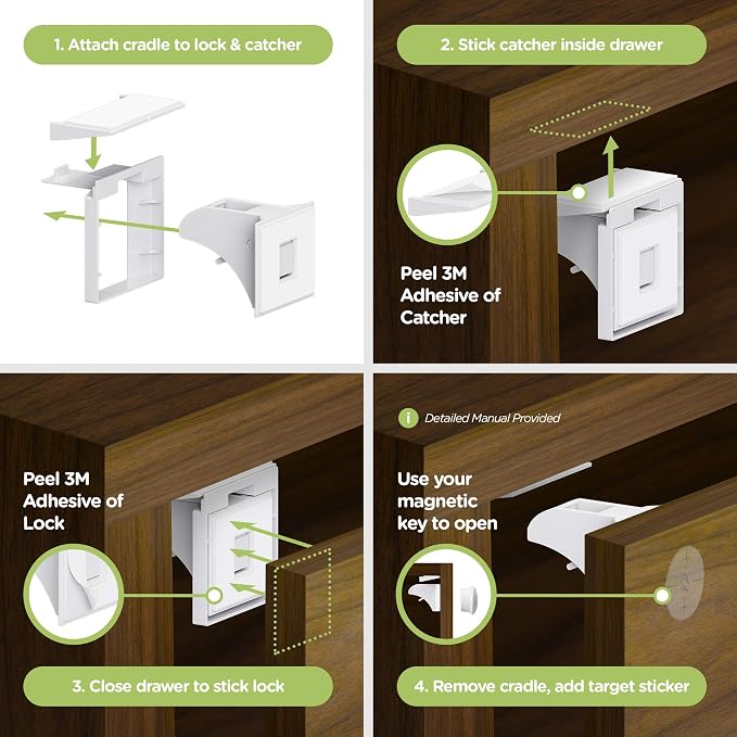 Skyla Homes Magnetic Cabinet Locks Baby Proofing Child Safety - Image 8